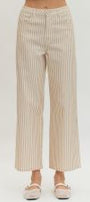 Beige striped pants on a white background