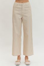 Beige striped pants on a white background