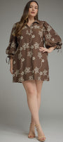 Plus Size Brown Floral Dress