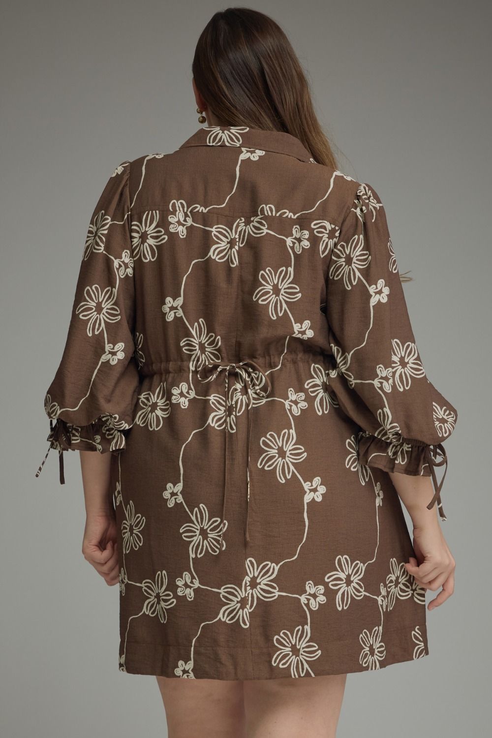 Plus Size Brown Floral Dress