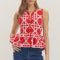 Red Geometric Peplum Top