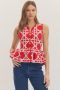 Red Geometric Peplum Top