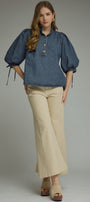 Dark Denim Top with Sleeves