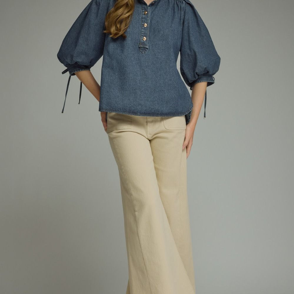 Dark Denim Top with Sleeves