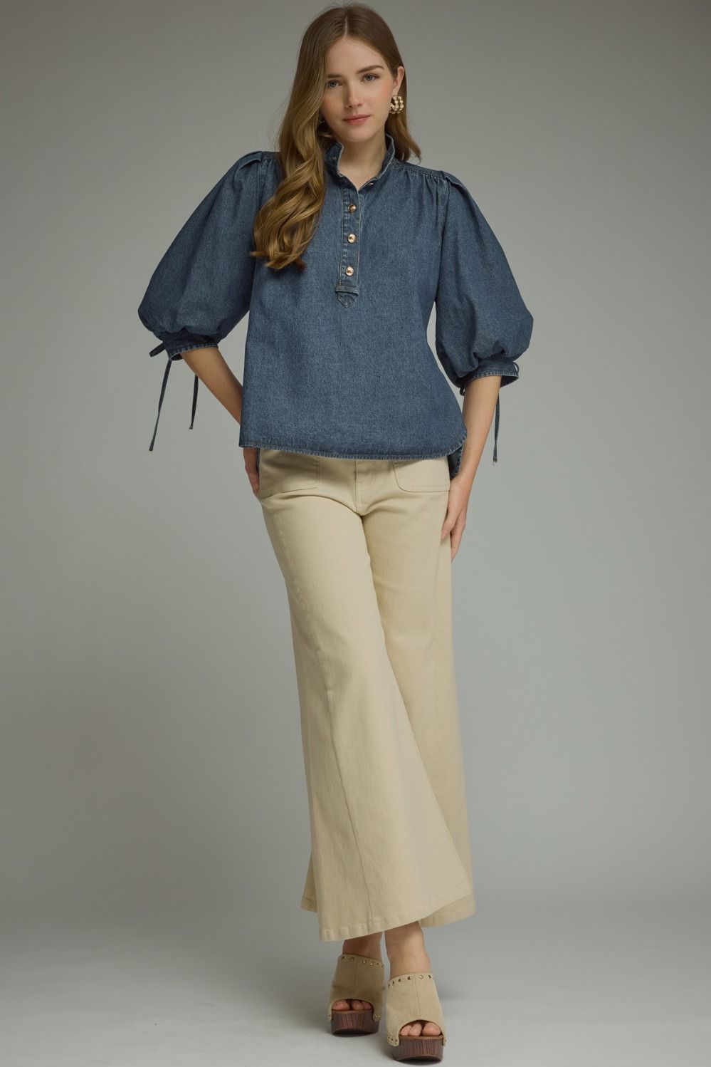 Dark Denim Top with Sleeves