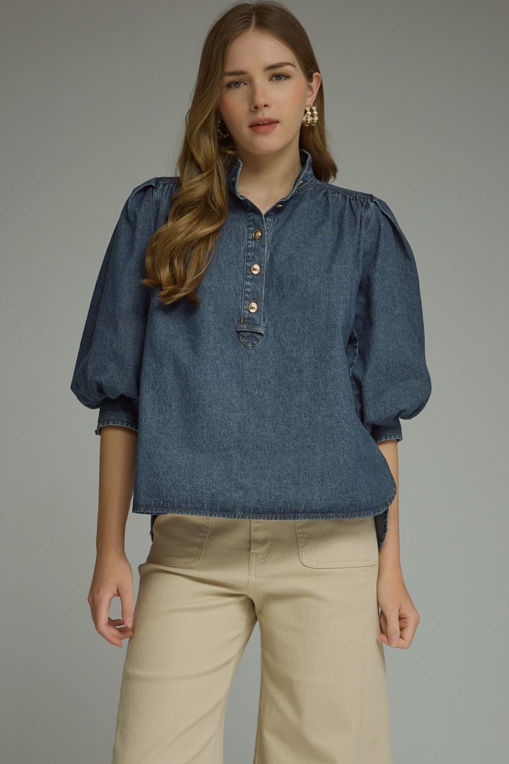 Dark Denim Top with Sleeves