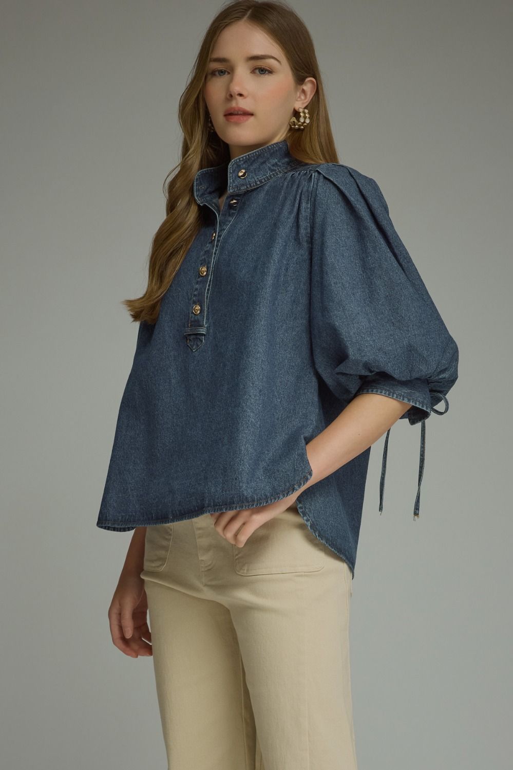 Dark Denim Top with Sleeves