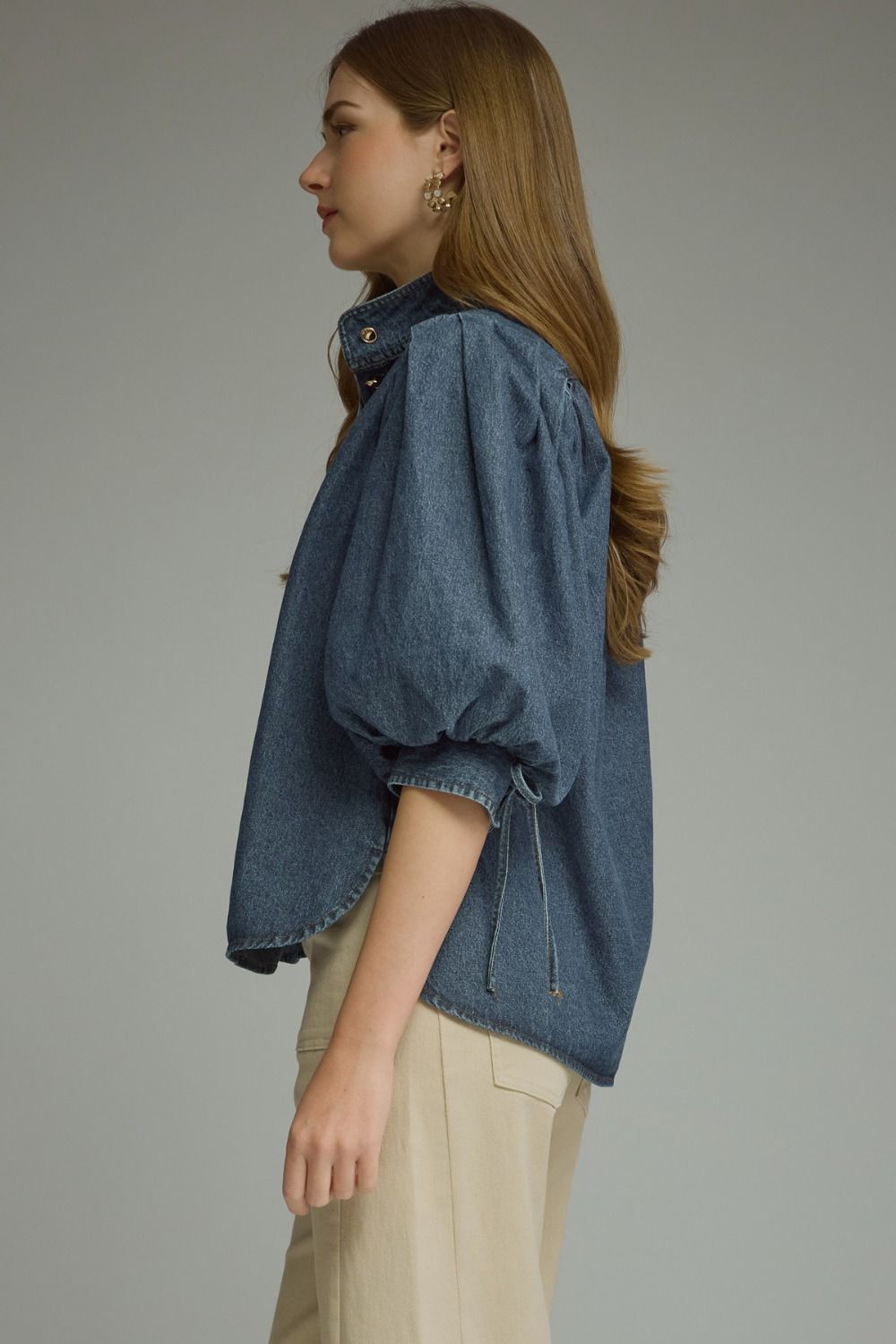 Dark Denim Top with Sleeves
