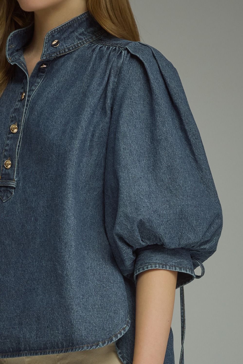 Dark Denim Top with Sleeves