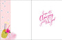 Greeting card with pineapple illustration and text 'hope it's amazing just like you!' on a white background.