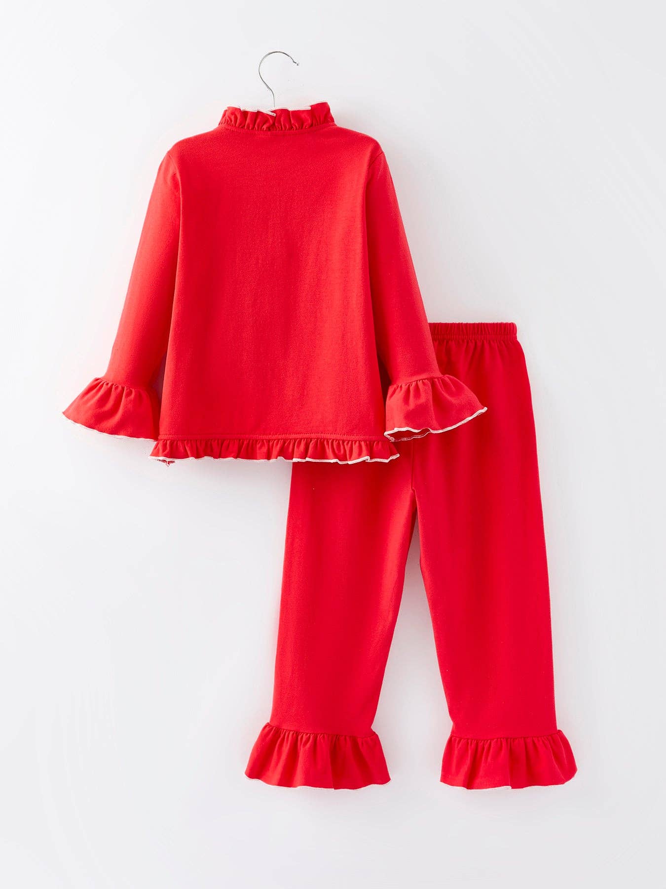 Rylee Faith Designs - Christmas Red Girls Embroidered Pajamas