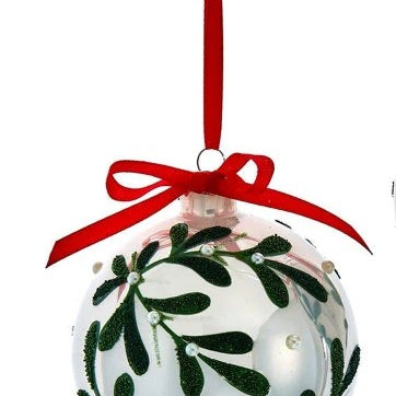 White Mistletoe Ball or Tear Drop Ornament