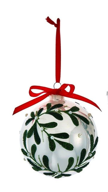 White Mistletoe Ball or Tear Drop Ornament