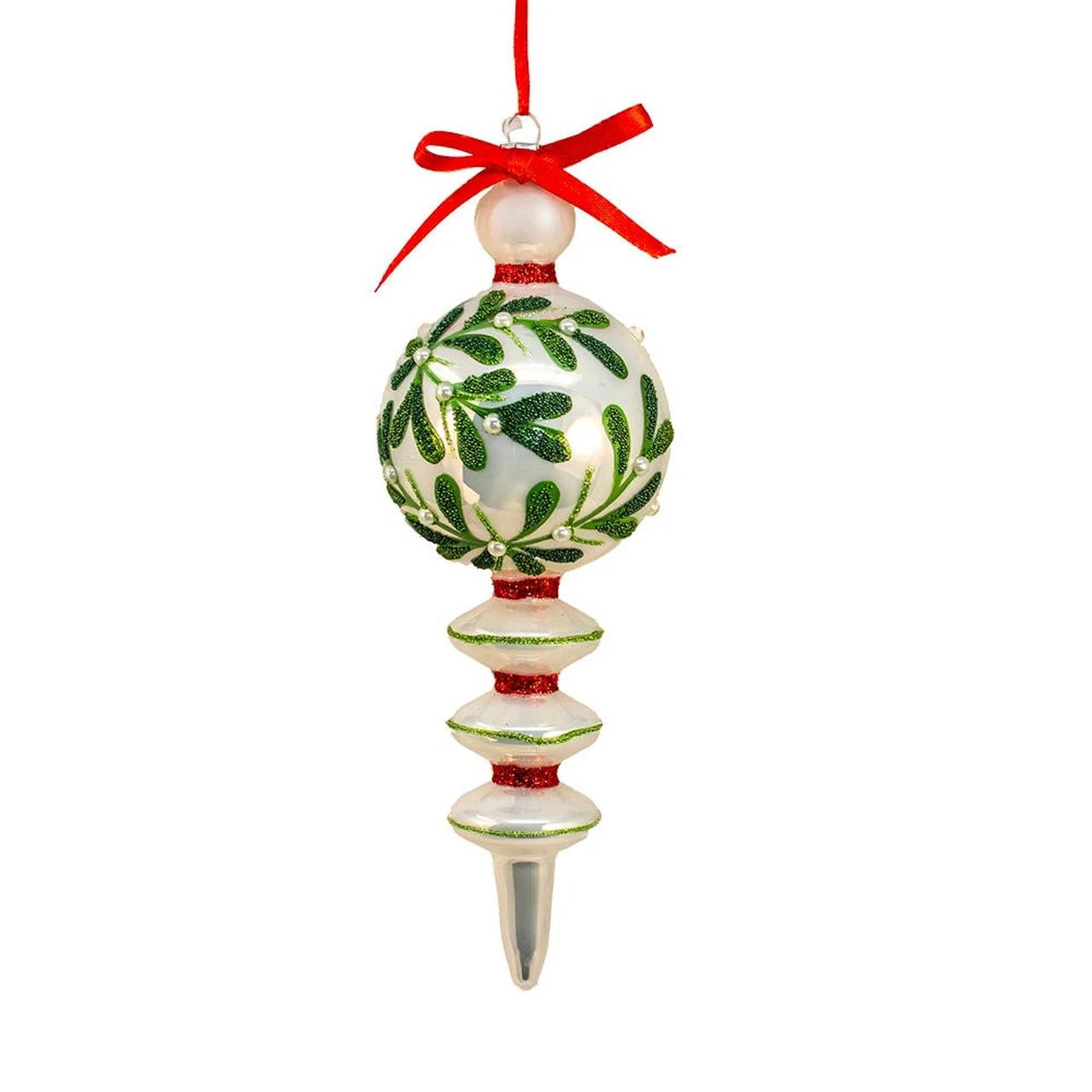 8.25" Glass Mistletoe Kisses Finial