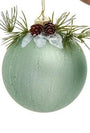 4" Round Ornament Ball with Pine Cone Detail
