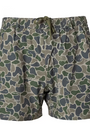 Camouflage-patterned shorts on a white background
