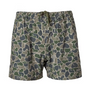 Camouflage-patterned shorts on a white background