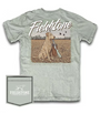 Light Blue t-shirt with hunting graphic and Fieldstone branding on a white background