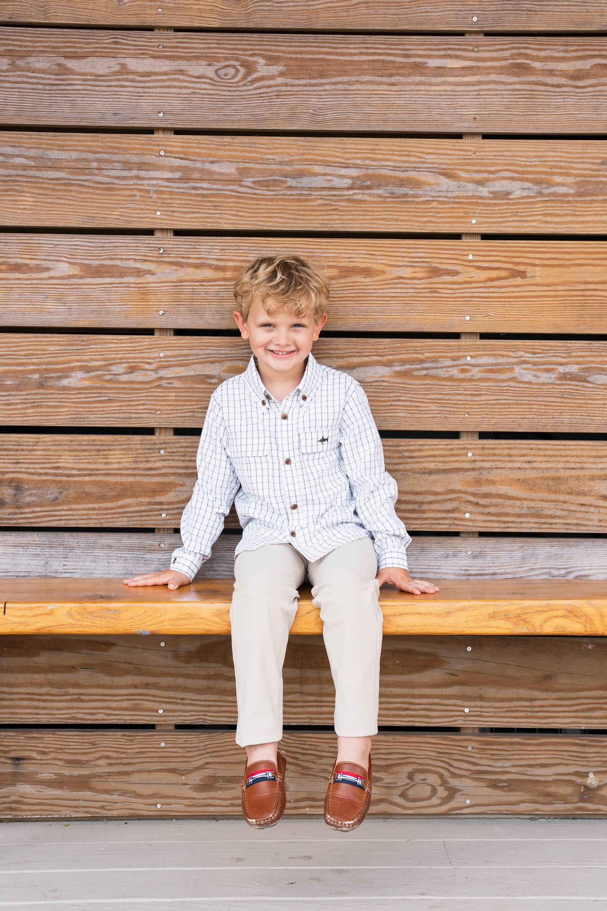 Saltwater Boys Company - Flagler Boys Fishing Shirt Olive & White Plaid