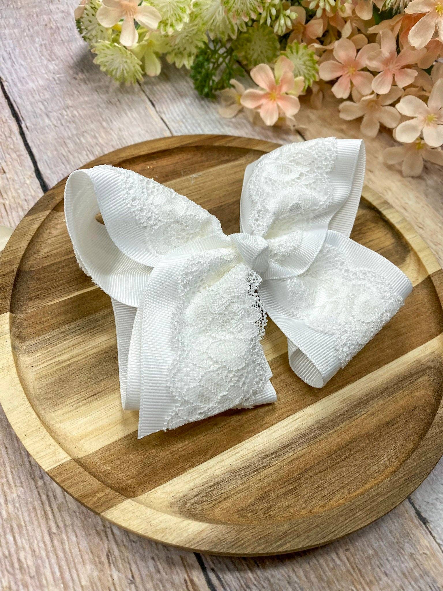 The Hair Bow Company - 4.5" Chantilly Lace Classic Hair Bow | Clip or Headband