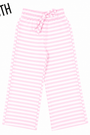 Youth light pink striped pants with drawstring elastic waist and wide leg