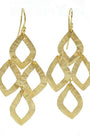 Gold earrings with interlocking design on a white background
