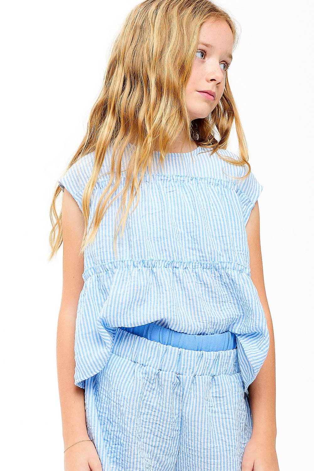 Good Girl - Striped Gauze Tiered Ruffle Top