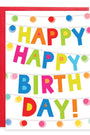 Colorful birthday card with 'Happy Birthday!' text on a white background