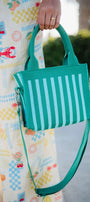 Green Striped Structured Mini Tote