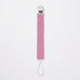 Hot pink linen pacifier clip with metal clamp and white loop cord