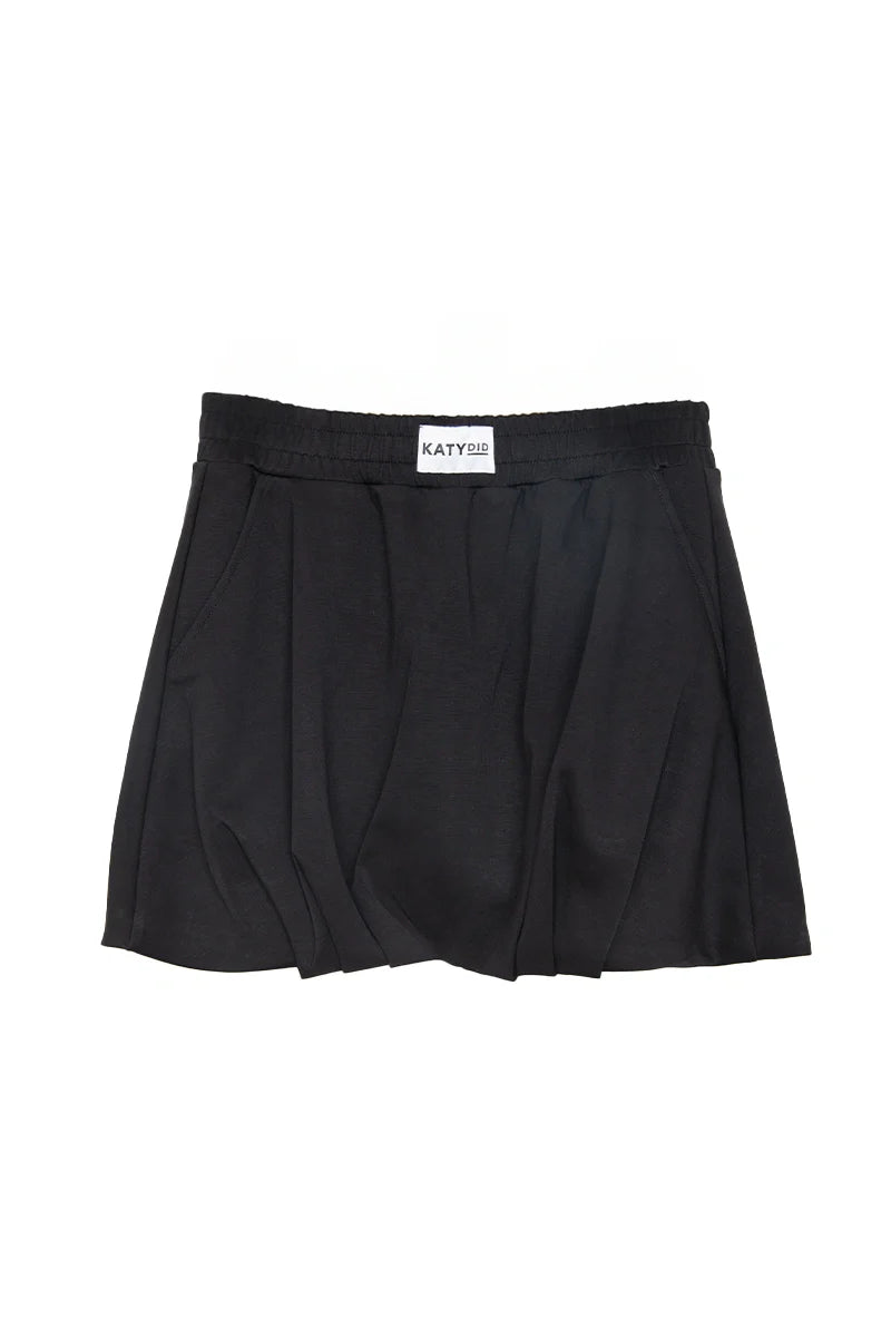 Black boxer briefs with a brand label on a white background