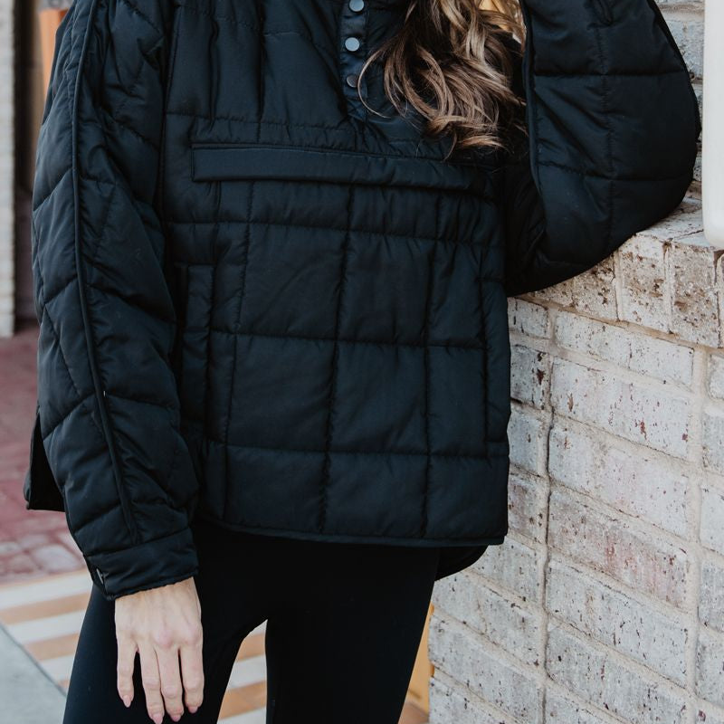 Black Puffer Pullover Jacket