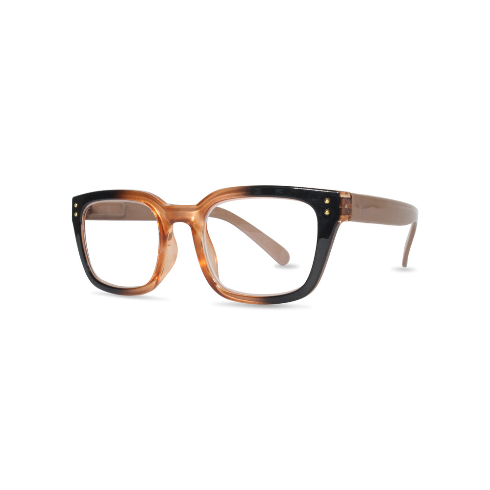 Eyeglasses with a tortoiseshell frame on a white background