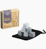 Set of whiskey stones with a carrying case on a white background