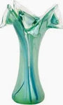 Vietri Onda Glass Green Twisted Flower Vase