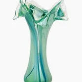 Vietri Onda Glass Green Twisted Flower Vase