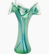 Vietri Onda Glass Green Twisted Flower Vase