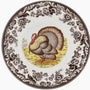 Decorative plate with a turkey illustration on a patterned border