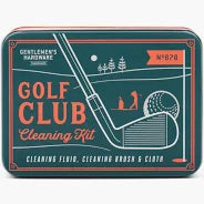Gentlemen's Hardware golf club cleaning kit packaging with illustration of a golf club and ball.