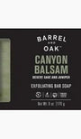Barrel and Oak Canyon Balsam exfoliating bar soap packaging on a white background
