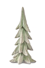 Smaller resin winter tree decoration, green glitter finish, stacked layered branches
