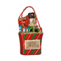 Red holiday gift bag ornament with snowman figure and Merry Christmas label, rope handle