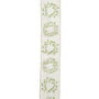 A long, narrow cream-colored woven ribbon or trim featuring a repeating light green leaf wreath pattern, shown vertically against a plain white background.