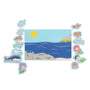 Set of ocean-themed magnetic pieces on a white background