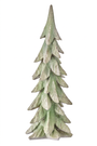 Tall resin winter tree decoration, green glitter finish, layered tiered branches