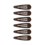Six dark brown hair claw clips arranged vertically on a clean white background.