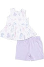 Children's outfit with a sleeveless top and shorts on a white background