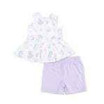 Children's outfit with a sleeveless top and shorts on a white background