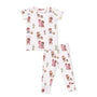 Children's pajama set with animal print on a white background