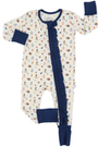 Girls Navy Tiger Pom Zipper Romper